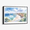01 - Framed Great Ocean Road Australia Watercolor - Horizontal Canvas Print - Main.jpg