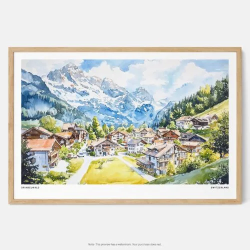 01 - Framed Grindelwald Watercolor - Horizontal Art Print - Main.jpg
