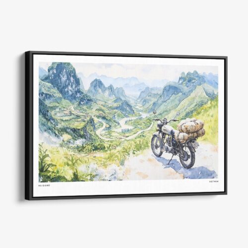 01 - Framed Ha Giang Loop Watercolor - Horizontal Canvas Print - Main.jpg
