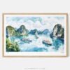 01 - Framed Ha Long Vietnam Watercolor - Horizontal Art Print - Main.jpg