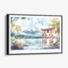 01 - Framed Hakone Japan Watercolor - Horizontal Canvas Print - Main.jpg