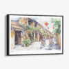 01 - Framed Hoi An Vietnam Watercolor - Horizontal Canvas Print - Main.jpg