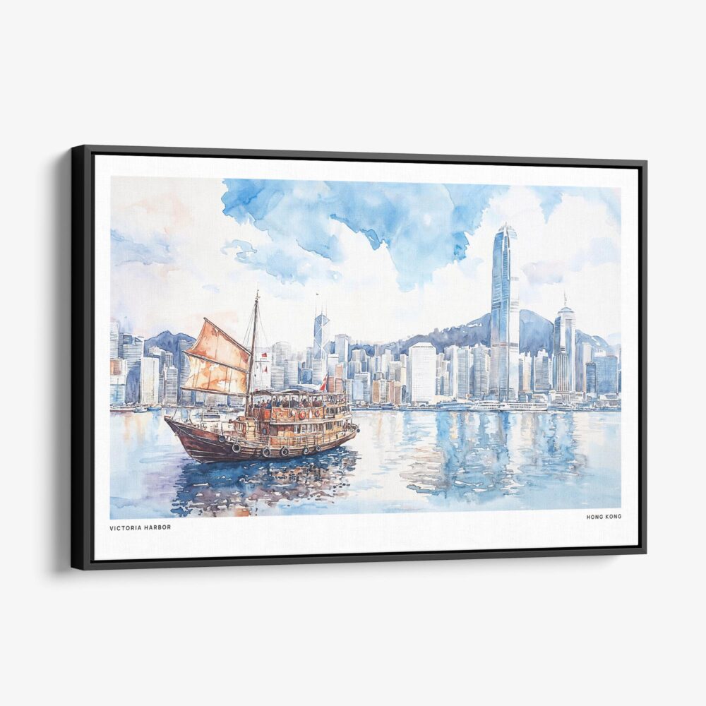 01 - Framed Hong Kong Watercolor - Horizontal Canvas Print - Main.jpg 01 - Framed Hong Kong Watercolor - Horizontal Canvas Print - Main.jpg