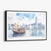 01 - Framed Hong Kong Watercolor - Horizontal Canvas Print - Main.jpg