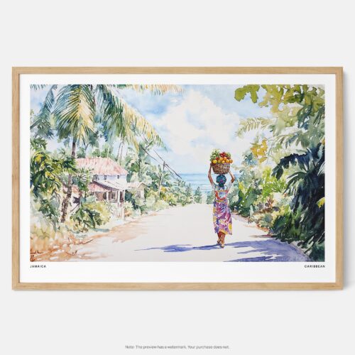 01 - Framed Jamaica Watercolor - Horizontal Art Print - Main.jpg