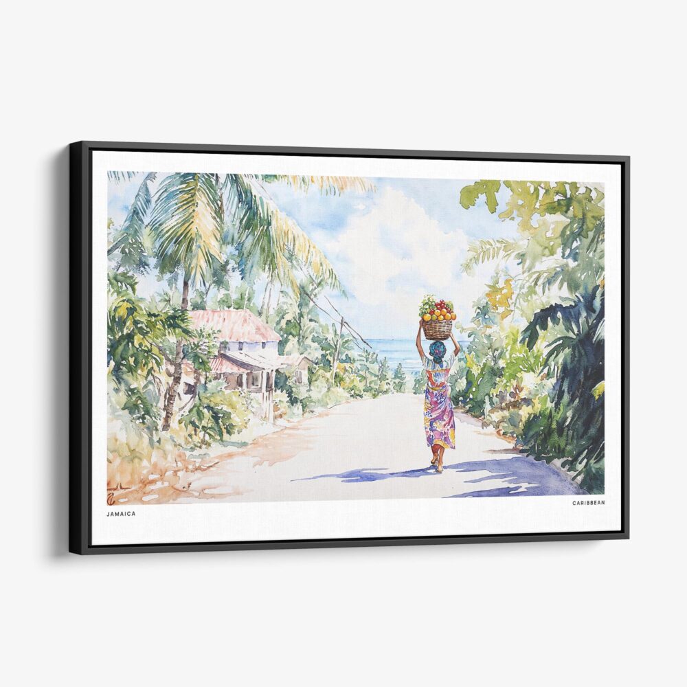 01 - Framed Jamaica Watercolor - Horizontal Canvas Print - Main.jpg 01 - Framed Jamaica Watercolor - Horizontal Canvas Print - Main.jpg
