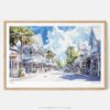 01 - Framed Key West Florida Duval Street Watercolor - Horizontal Art Print - Main.jpg