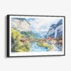 01 - Framed Lauterbrunnen Watercolor - Horizontal Canvas Print - Main.jpg