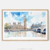 01 - Framed London Big Ben Watercolor - Horizontal Art Print - Main.jpg