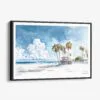 01 - Framed Los Angeles Beach Watercolor - Horizontal Canvas Print - Main.jpg