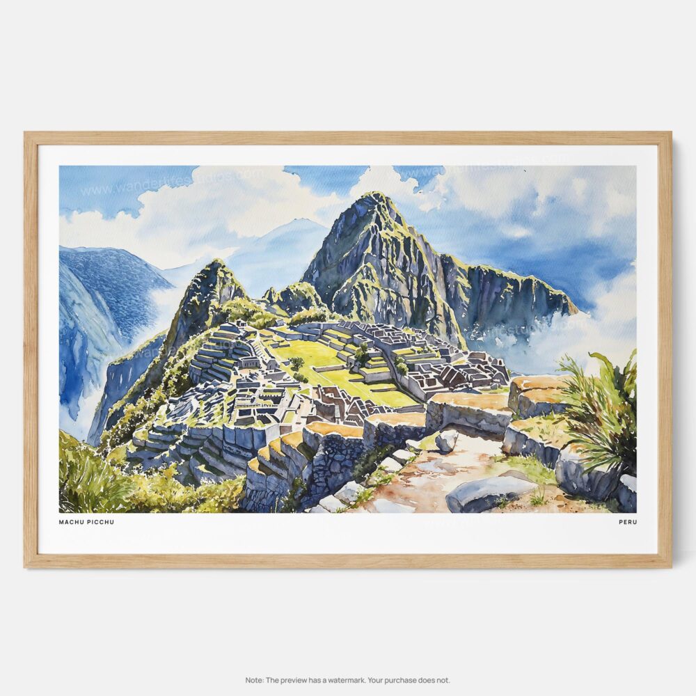 01 - Framed Machu Picchu Watercolor - Horizontal Art Print - Main.jpg 01 - Framed Machu Picchu Watercolor - Horizontal Art Print - Main.jpg