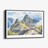 01 - Framed Machu Picchu Watercolor - Horizontal Canvas Print - Main.jpg