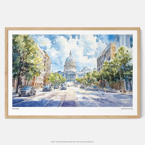 01 - Framed Madison Watercolor - Horizontal Art Print - Main.jpg