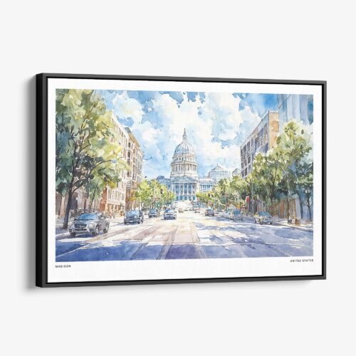 01 - Framed Madison Watercolor - Horizontal Canvas Print - Main.jpg