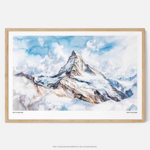 01 - Framed Matterhorn Watercolor - Horizontal Art Print - Main.jpg