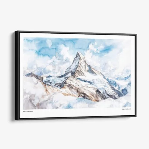 01 - Framed Matterhorn Watercolor - Horizontal Canvas Print - Main.jpg
