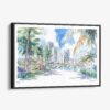 01 - Framed Miami Gardens Watercolor - Horizontal Canvas Print - Main.jpg
