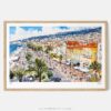 01 - Framed Nice France Watercolor - Horizontal Art Print - Main.jpg
