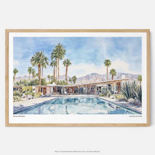 01 - Framed Palm Springs Watercolor - Horizontal Art Print - Main.jpg