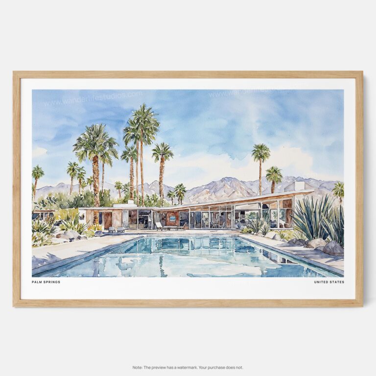 01 - Framed Palm Springs Watercolor - Horizontal Art Print - Main.jpg