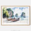 01 - Framed Phuket Thailand Watercolor - Horizontal Art Print - Main.jpg