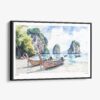 01 - Framed Phuket Thailand Watercolor - Horizontal Canvas Print - Main.jpg