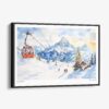 01 - Framed Skiing in Grindelwald Watercolor - Horizontal Canvas Print - Main.jpg