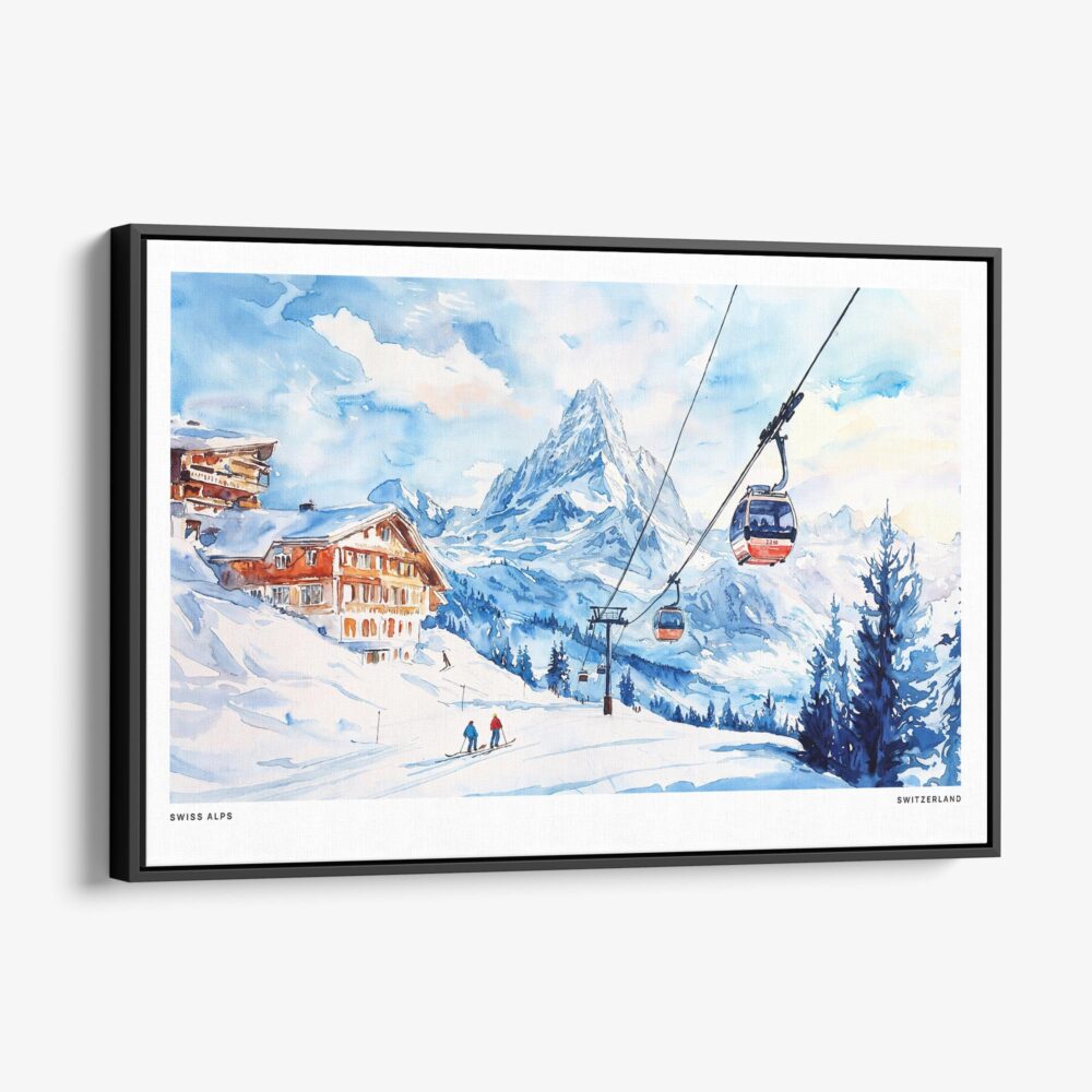01 - Framed Skiing in Swiss Alps Watercolor - Horizontal Canvas Print - Main.jpg 01 - Framed Skiing in Swiss Alps Watercolor - Horizontal Canvas Print - Main.jpg