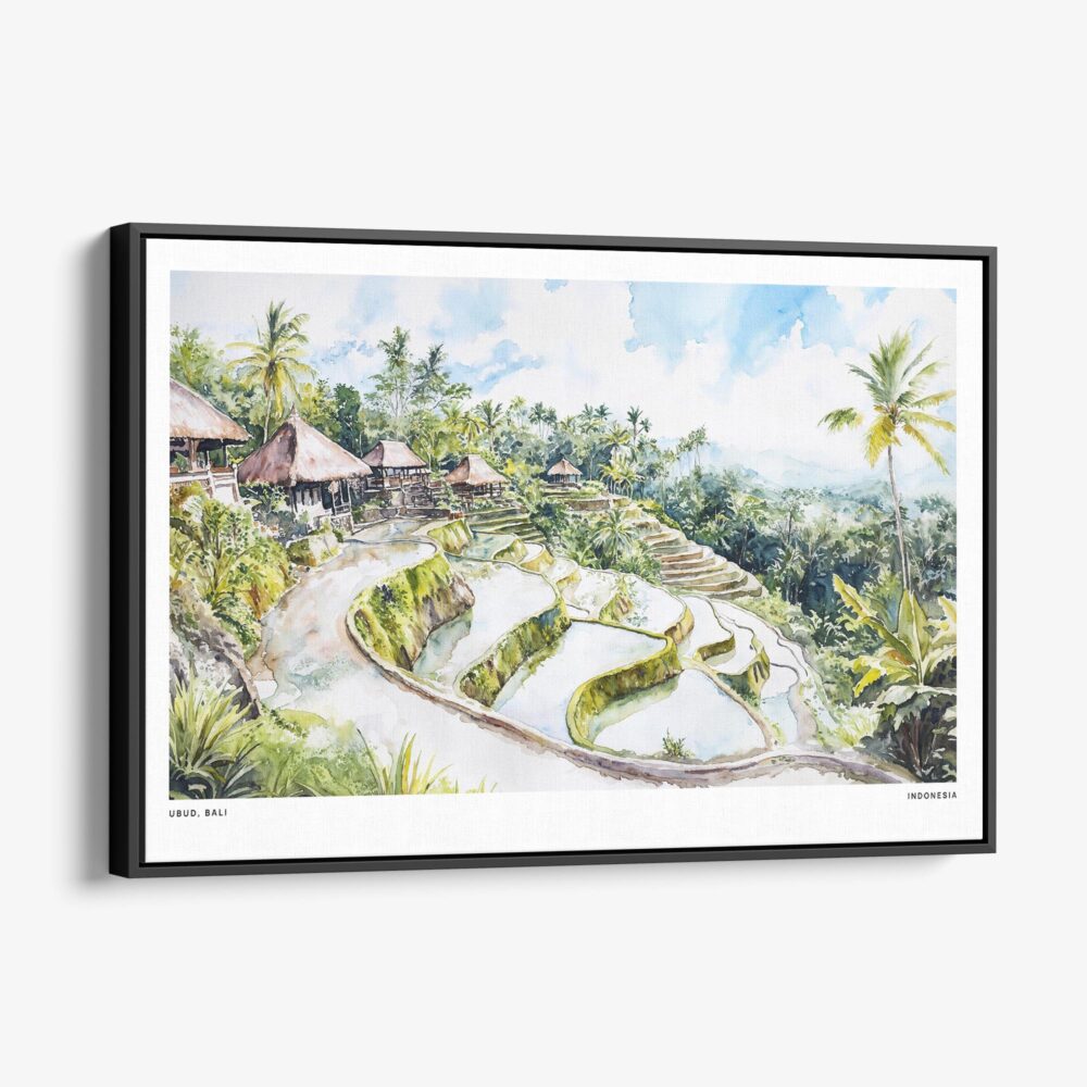01 - Framed Ubud Bali Watercolor - Horizontal Canvas Print - Main.jpg 01 - Framed Ubud Bali Watercolor - Horizontal Canvas Print - Main.jpg