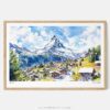 01 - Framed Zermatt Watercolor - Horizontal Art Print - Main.jpg