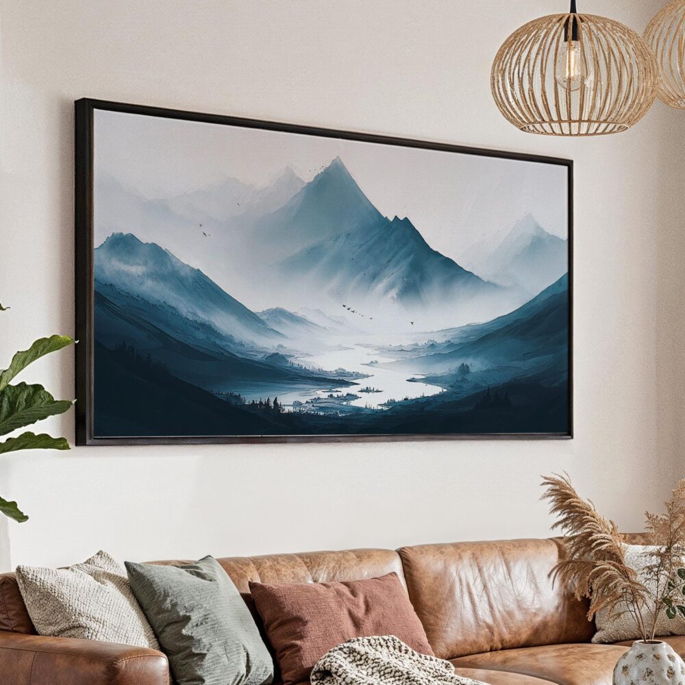 01 - Misty Mountains Watercolor - Panorama Canvas Print with Black Floater Frame - Main.jpg 01 - Misty Mountains Watercolor - Panorama Canvas Print with Black Floater Frame - Main.jpg