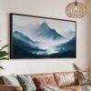 01 - Misty Mountains Watercolor - Panorama Canvas Print with Black Floater Frame - Main.jpg