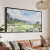 01 - Pebble Beach Watercolor - Panorama Canvas Print with Black Floater Frame - Main.jpg