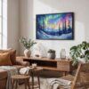02 - 02 - Fairbanks Alaska Northern Lights Watercolor - Horizontal Art - Digital Download - Boho Living Room.jpg