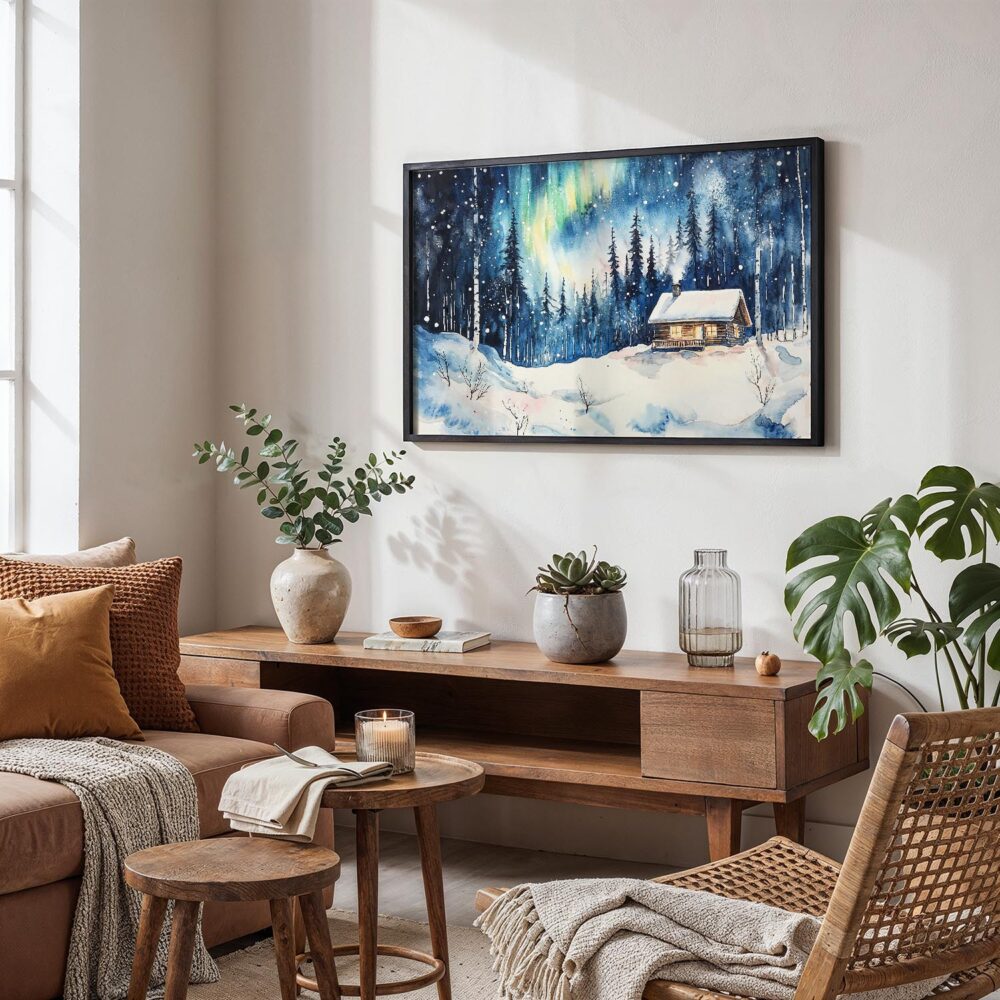 02 - 02 - Finland Lapland Aurora Watercolor - Horizontal Art - Digital Download - Boho Living Room.jpg 02 - 02 - Finland Lapland Aurora Watercolor - Horizontal Art - Digital Download - Boho Living Room.jpg