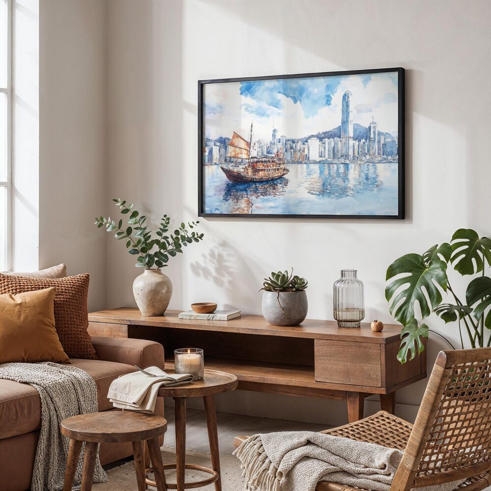 02 - 02 - Hong Kong Watercolor - Horizontal Art - Digital Download - Boho Living Room.jpg 02 - 02 - Hong Kong Watercolor - Horizontal Art - Digital Download - Boho Living Room.jpg