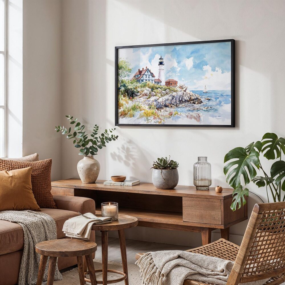 02 - 02 - Portland Maine Lighthouse Watercolor - Horizontal Art - Digital Download - Boho Living Room.jpg 02 - 02 - Portland Maine Lighthouse Watercolor - Horizontal Art - Digital Download - Boho Living Room.jpg