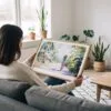 02 - A Woman Holding A Framed Jamaica Watercolor - Horizontal Art Print.jpg