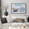 02 - Black Framed Hong Kong Watercolor - Horizontal Art Print in Scandi Living Room Above Couch.jpg