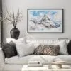 02 - Black Framed Matterhorn Watercolor - Horizontal Art Print in Scandi Living Room Above Couch.jpg