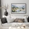 02 - Black Framed Misty Sapa Watercolor - Horizontal Art Print in Scandi Living Room Above Couch.jpg