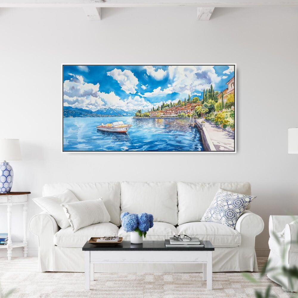 02 - Framed Lake Como Italy Watercolor - Panorama Canvas Print - Coastal Living Room.jpg 02 - Framed Lake Como Italy Watercolor - Panorama Canvas Print - Coastal Living Room.jpg