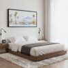 02 - Framed Minimal Palm Springs Watercolor - Panorama Canvas Print - Bedroom.jpg