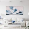 02 - Framed Minimal Yellowstone Watercolor - Panorama Canvas Print - Coastal Living Room.jpg