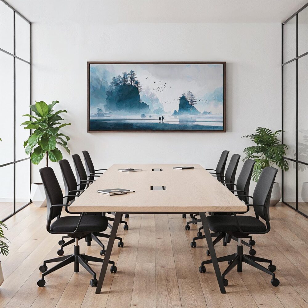 02 - Framed Misty Olympic National Park Watercolor - Panorama Canvas Print - Office.jpg 02 - Framed Misty Olympic National Park Watercolor - Panorama Canvas Print - Office.jpg