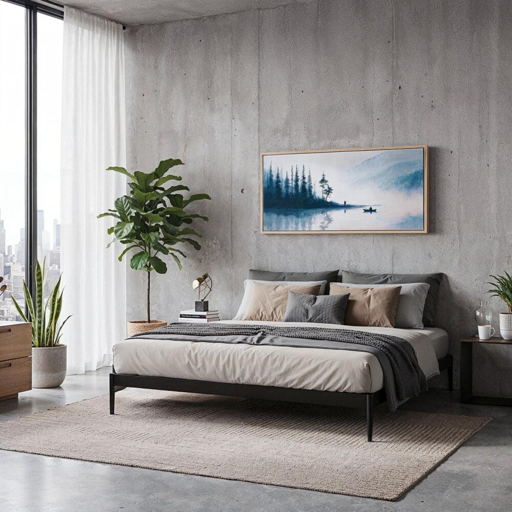 02 - Framed Morning Fishing Watercolor - Panorama Canvas Print - Modern Living Room.jpg 02 - Framed Morning Fishing Watercolor - Panorama Canvas Print - Modern Living Room.jpg