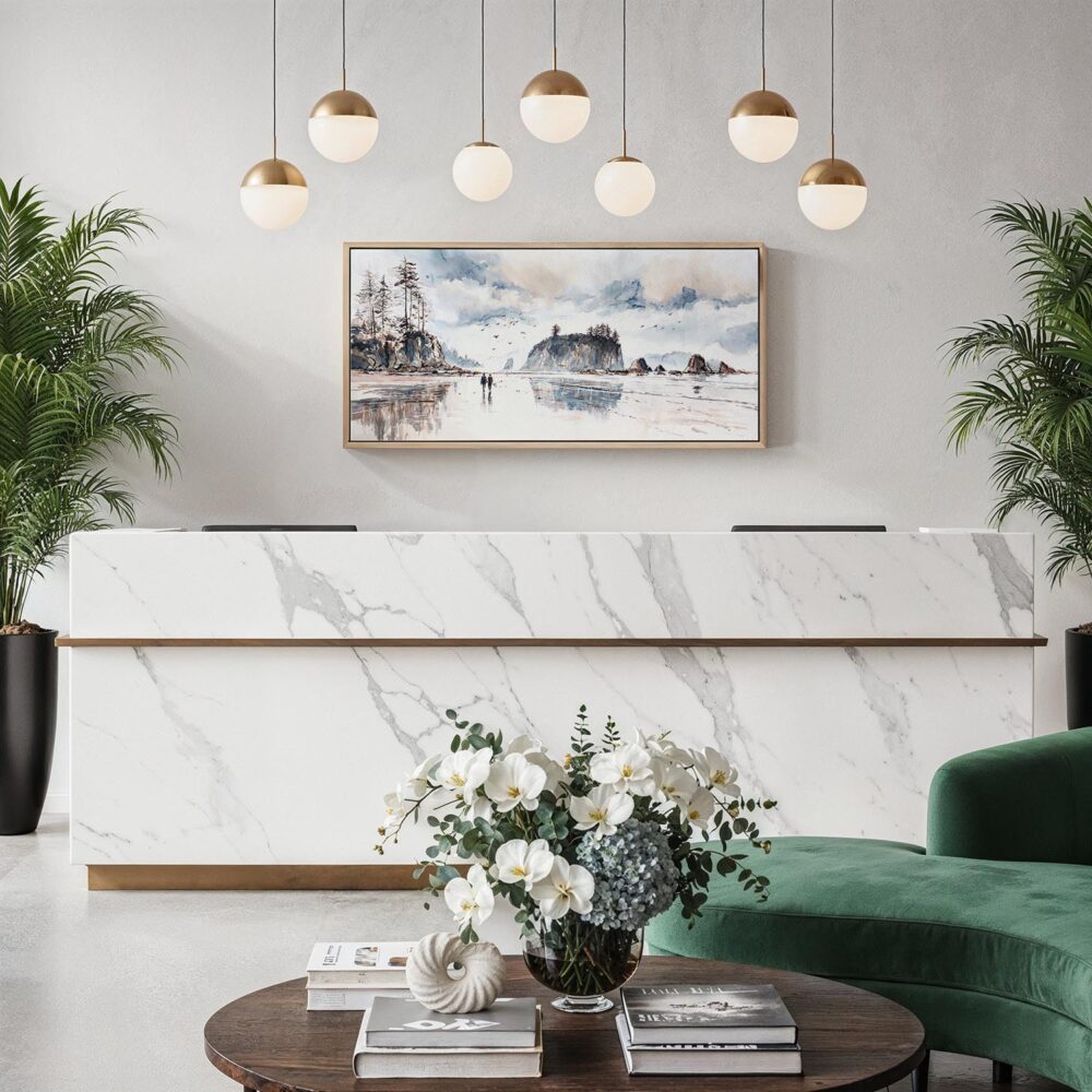 02 - Framed Olympic National Park Coastal Walk Watercolor - Panorama Canvas Print - Hotel Lobby.jpg 02 - Framed Olympic National Park Coastal Walk Watercolor - Panorama Canvas Print - Hotel Lobby.jpg