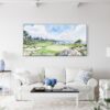 02 - Framed Pebble Beach Watercolor - Panorama Canvas Print - Coastal Living Room.jpg