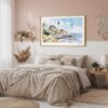 02 - Framed Portland Maine Lighthouse Watercolor - Horizontal Art Print in Boho Bedroom.jpg