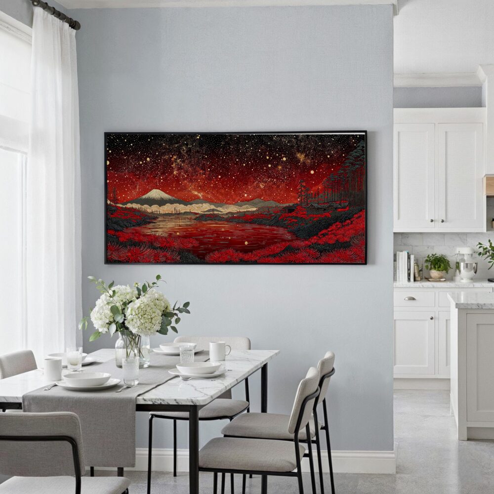 02 - Framed Red Japan Kusama Inspired Art - Panorama Canvas Print - Coastal Kitchen.jpg 02 - Framed Red Japan Kusama Inspired Art - Panorama Canvas Print - Coastal Kitchen.jpg